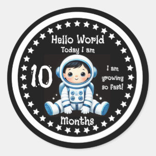 Ten months baby milestone Astronaut  Classic Round Sticker