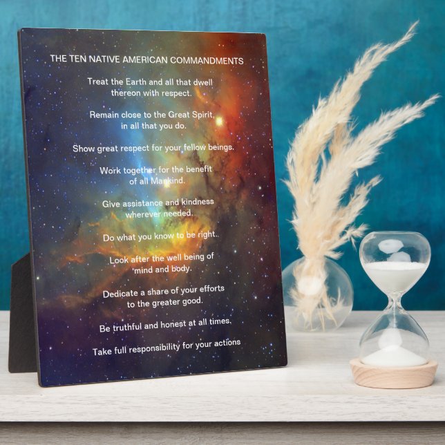 Ten Native American Indian Commandments Plaque (Side)