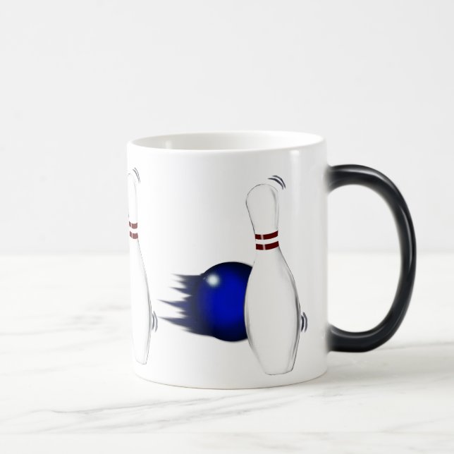 Ten or Five Pin Bowling Pin and Ball Sport Design Magic Mug (Right)