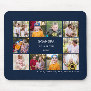 Ten Photo Collage Grandpa We Love You Navy  Mouse Pad