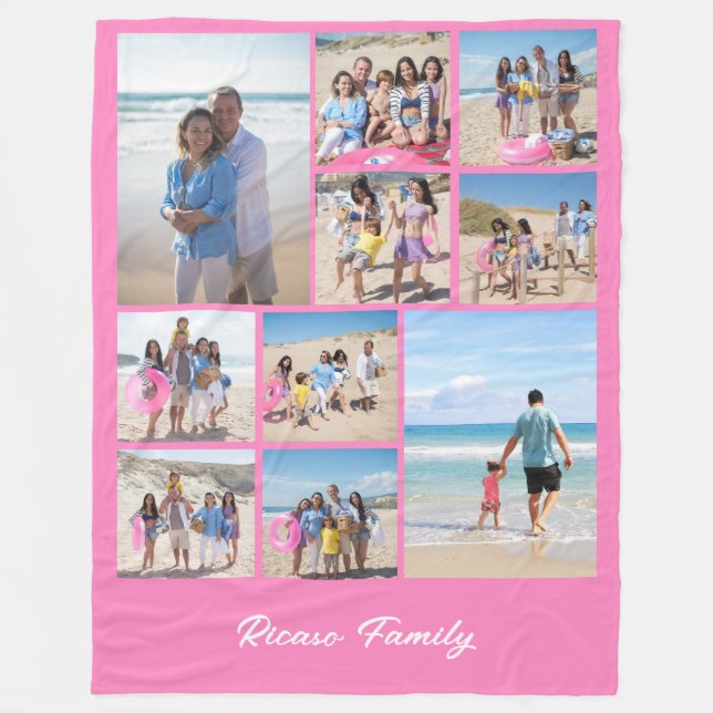 Ten Photo Template Personalized By You Fleece Blanket (Front)