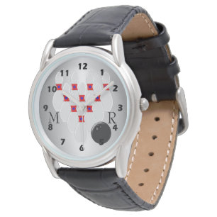Ten Pin Bowling Design Monogrammed Watch