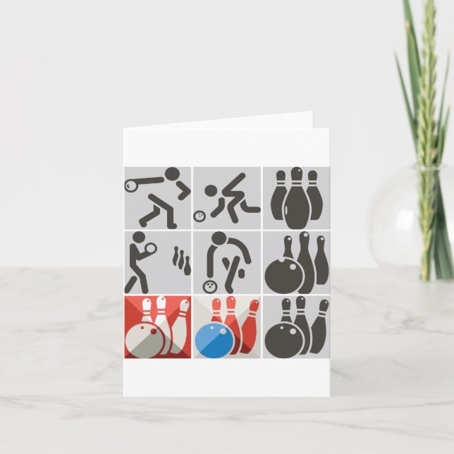 Ten Pin Bowling Icons Note Cards (Front)