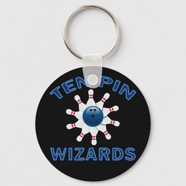 TEN PIN WIZARDS - BOWLING TEAM NAME KEYCHAIN (Front)