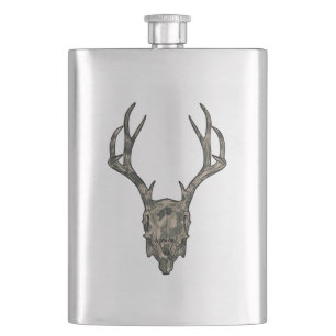 Ten Point Jackalope European Mount Camo Skull  Hip Flask