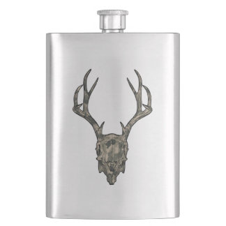 Ten Point Jackalope European Mount Camo Skull Hip Flask