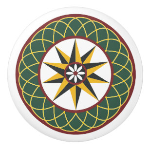 Ten-Point Star Lattice Amish Dutch Hex Sign Knob