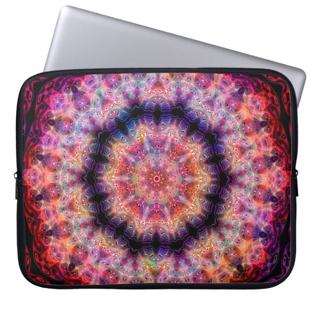 Ten Pointed Radial Colourful Kaleidoscope Laptop Sleeve (Front)