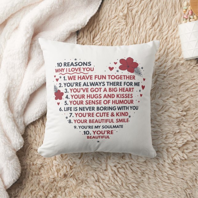 ten reasons why I love you Anniversary poem  Throw Pillow (Blanket)