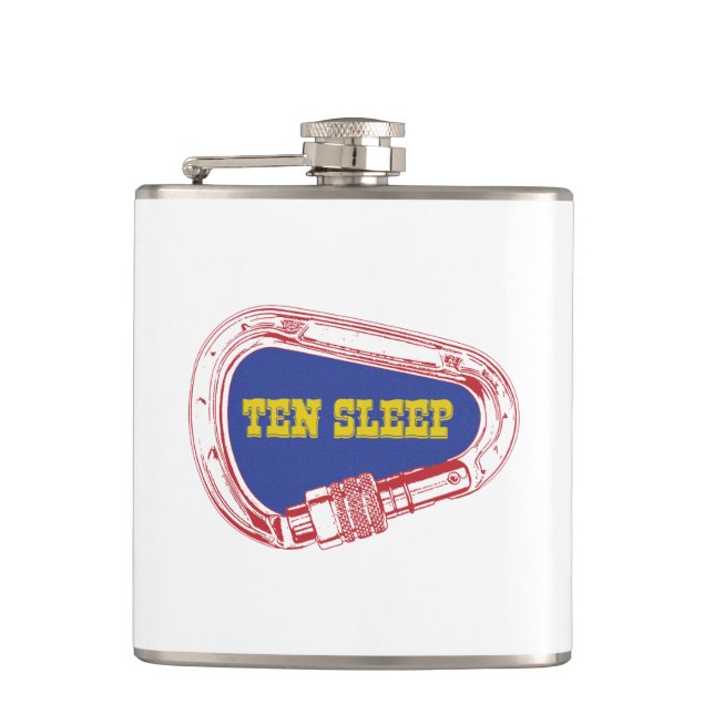 Ten Sleep Rock Climbing Carabiner Hip Flask (Front)