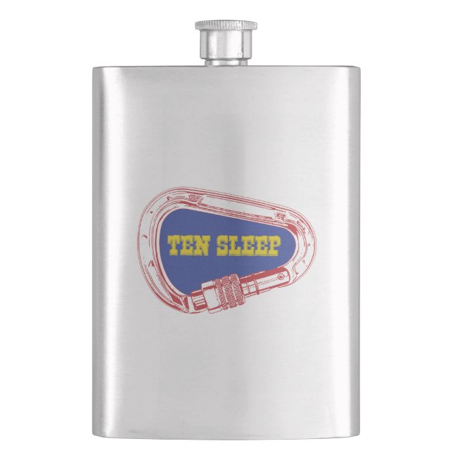 Ten Sleep Rock Climbing Carabiner Hip Flask (Front)