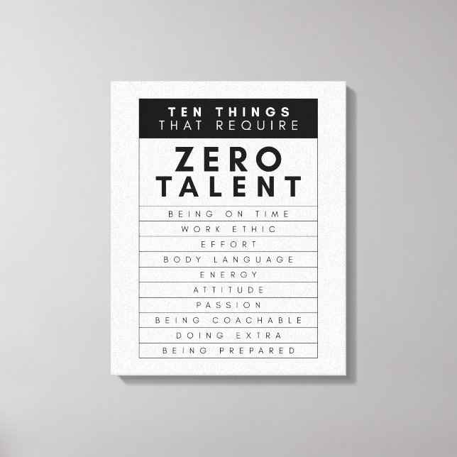 Ten Things That Require Zero Talent Wall Art (Front)