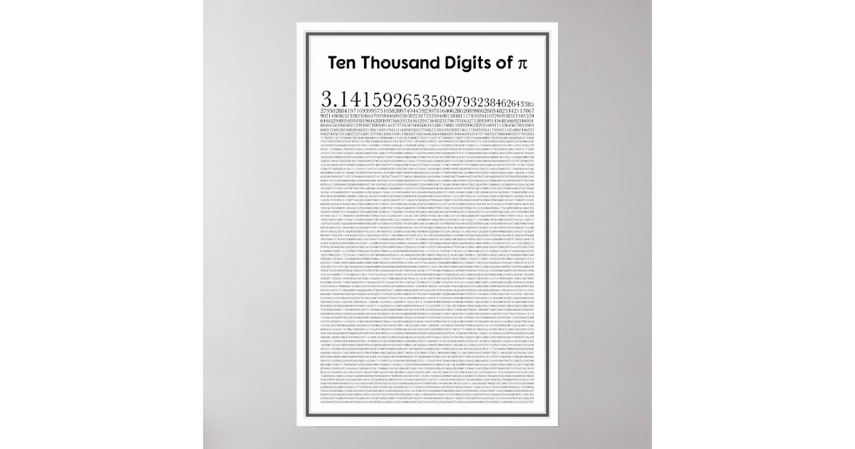 Ten thousand digits of pi poster zazzle