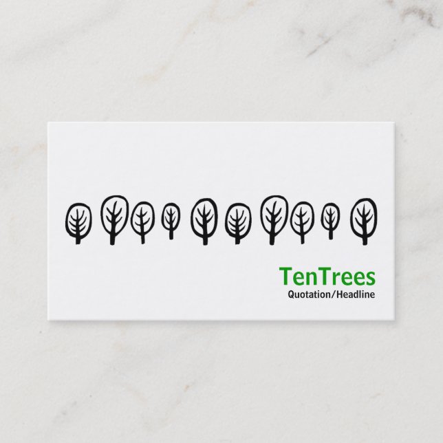 Ten Trees - Black on White Business Card (Front)