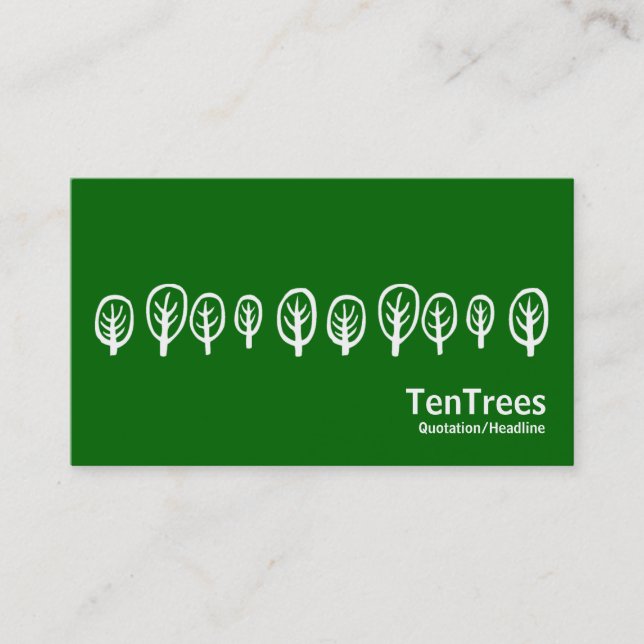 Ten Trees - White on Grass Green Business Card (Front)