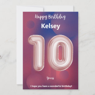 Ten year old Happy Birthday card