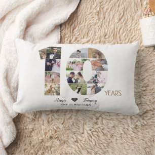Ten Year Wedding Anniversary Photo Lumbar Pillow