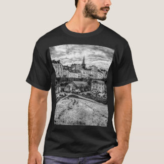 Tenby North Beach Black And White T-Shirt