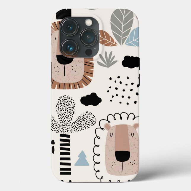 Tendance Beige Black Lion Jungle Tough Coque iPhon (Verso)