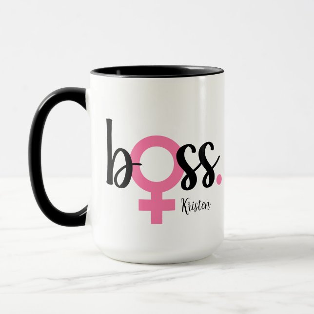 Tendance Boss Lady Mug Typographie moderne rose no (Gauche)