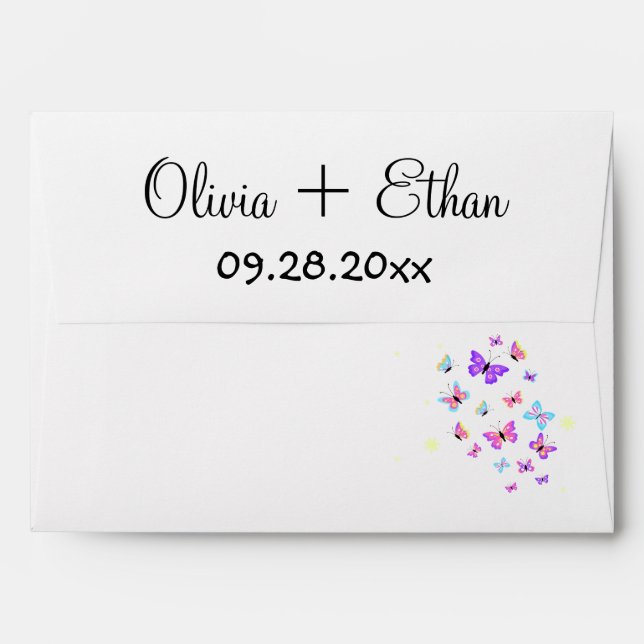 tendance de papillons colorés Enveloppe (Dos (Haut rabat))