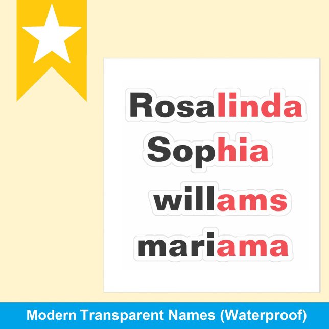 Tendance moderne Stickers de nom imperméable trans (Modern gift name tag Names, Transparent Waterproof Stickers
)