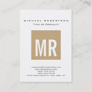 Tendance Monogramme Beige Carte de visite blanc