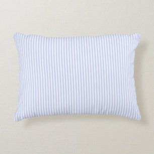 Tender Baby Blue Pale Sky Blue and White Stripe Accent Pillow