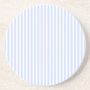 Tender Baby Blue Pale Sky Blue and White Stripe Coaster