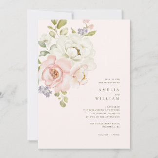 Tender Blush Floral Wedding Invitation