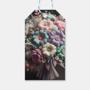 Tender bouquet on a black background, by Natasha U Gift Tags