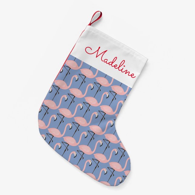 Tender Flamingo Pattern | Add Your Name Small Christmas Stocking (Front (Hanging))