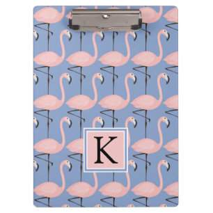 Tender Flamingo Pattern Monogram Clipboard