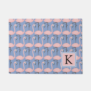 Tender Flamingo Pattern   Monogram Doormat