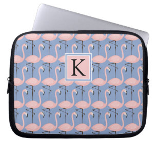 Tender Flamingo Pattern   Monogram Laptop Sleeve