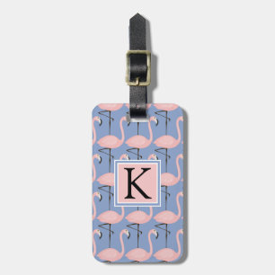 Tender Flamingo Pattern Monogram Luggage Tag