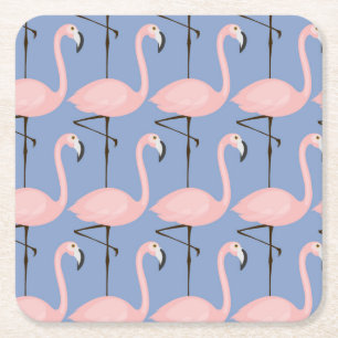 Tender Flamingo Pattern Square Paper Coaster