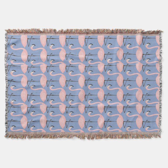 Tender Flamingo Pattern Throw Blanket (Front)