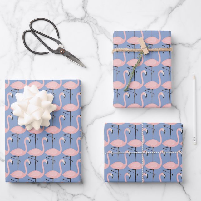 Tender Flamingo Pattern Wrapping Paper Sheet (Front)