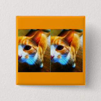 Tender Ginger Cat Pin/Button 2 Inch Square Button