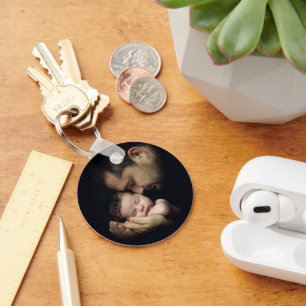 Tender Love Daddy and Baby 2 Photo Template Keychain
