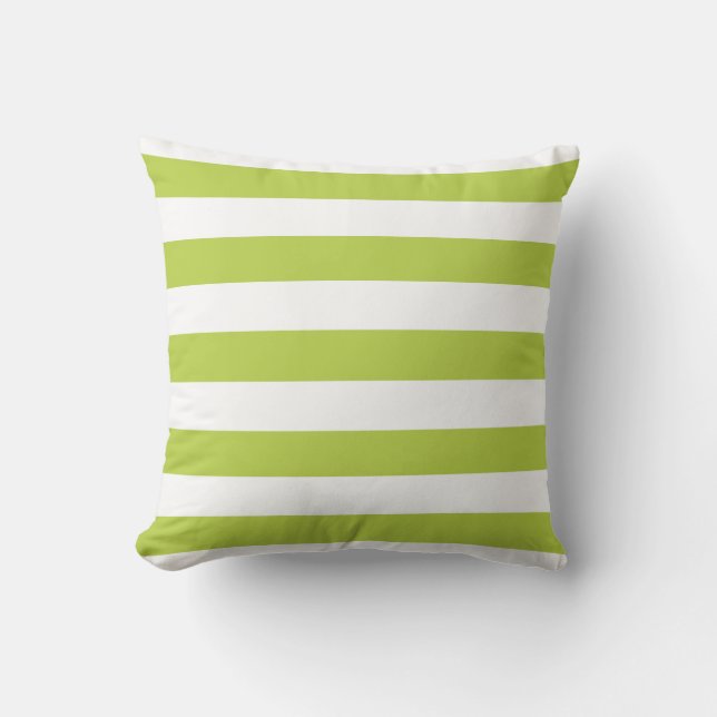 Tender Shoots Green Bold Striped Pillow (Front)