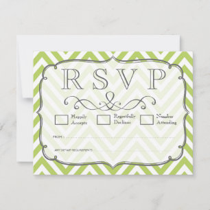 Tender Shoots Green Chevron Wedding RSVP Cards