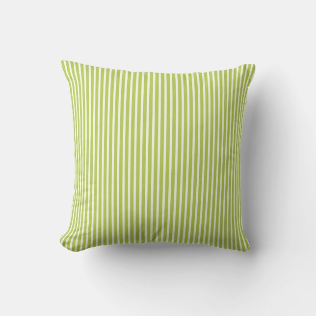 Tender Shoots Green Striped Decorative Pillows (Front)