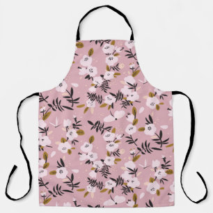 Tender spring cherry blossom on pink  apron