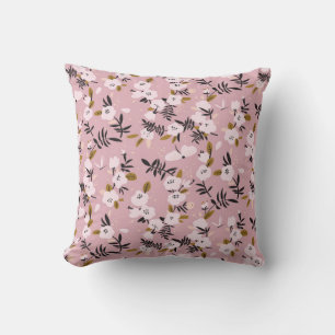 Tender spring cherry blossom on pink throw pillow