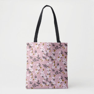 Tender spring cherry blossom on pink  tote bag