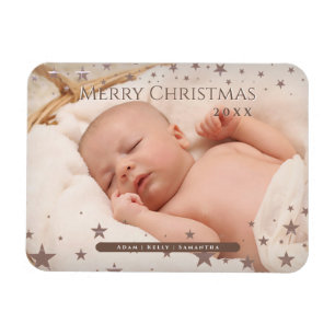 Tender Starry Christmas Personalized Photo Holiday Magnet
