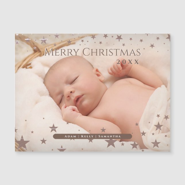 Tender Starry Christmas Personalized Photo Holiday Magnetic Invitation (Front)