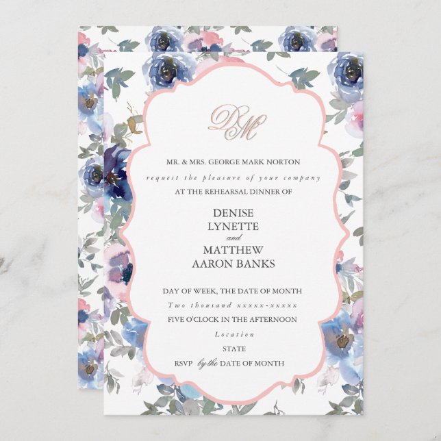 Tender Wedding Set Gossamer Pink Invitation (Front/Back)